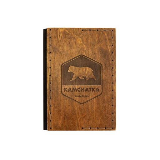 Обложка на паспорт деревянная KAMCHA Crossbear   темное дерево-ID-K-CrsBlk-wd-50-02